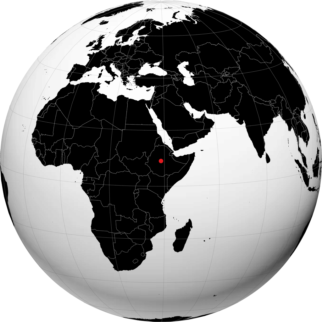 Addis Ababa på globusen