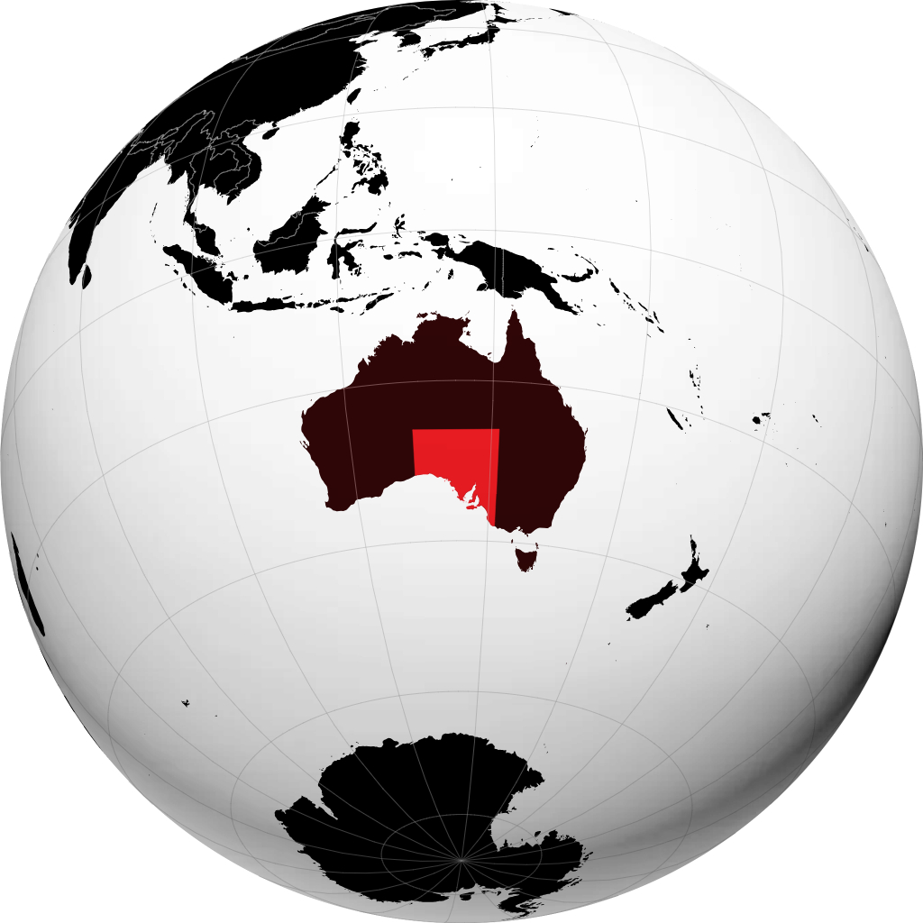 Sør-Australia på globusen
