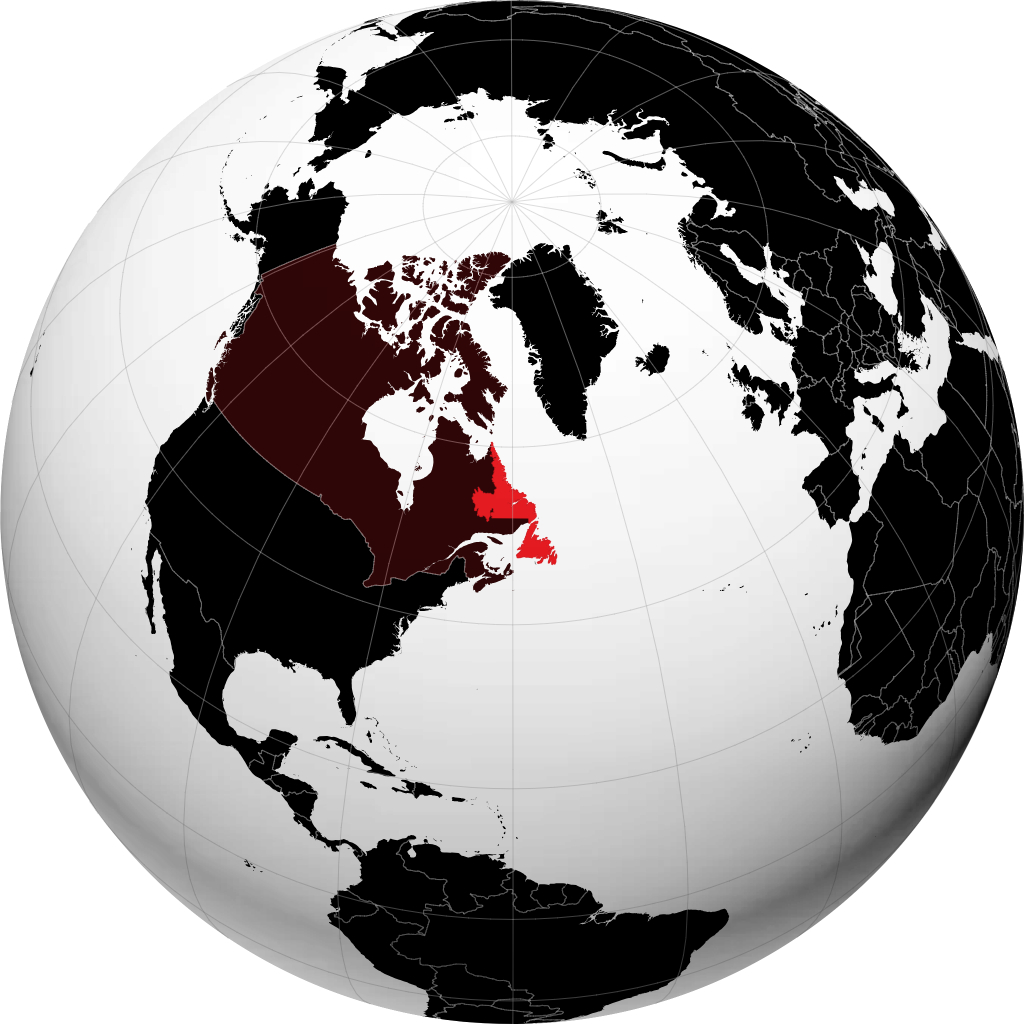 Newfoundland og Labrador på globusen