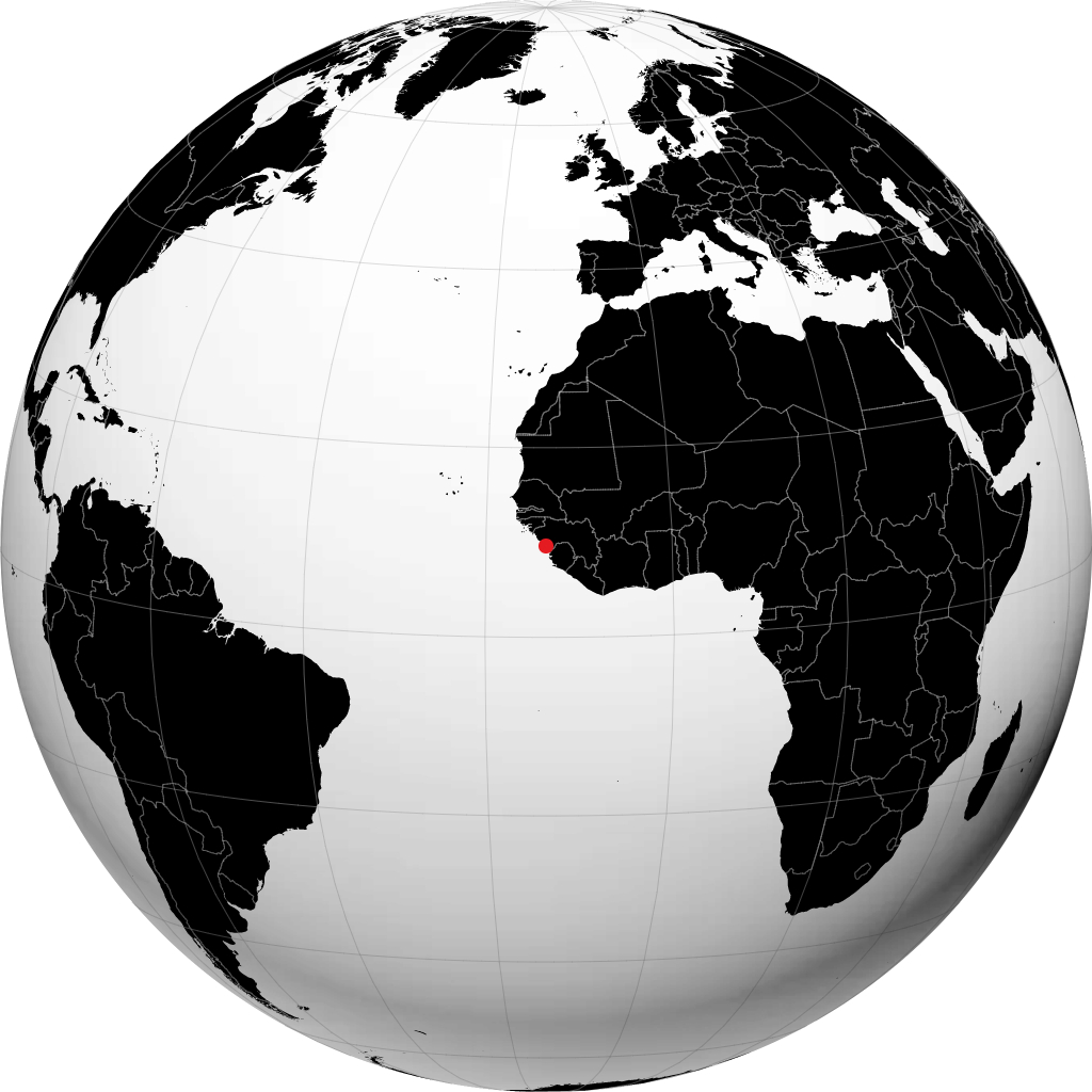 Conakry på globusen