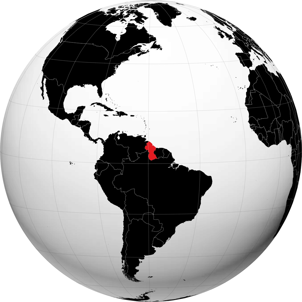 Guyana på globusen