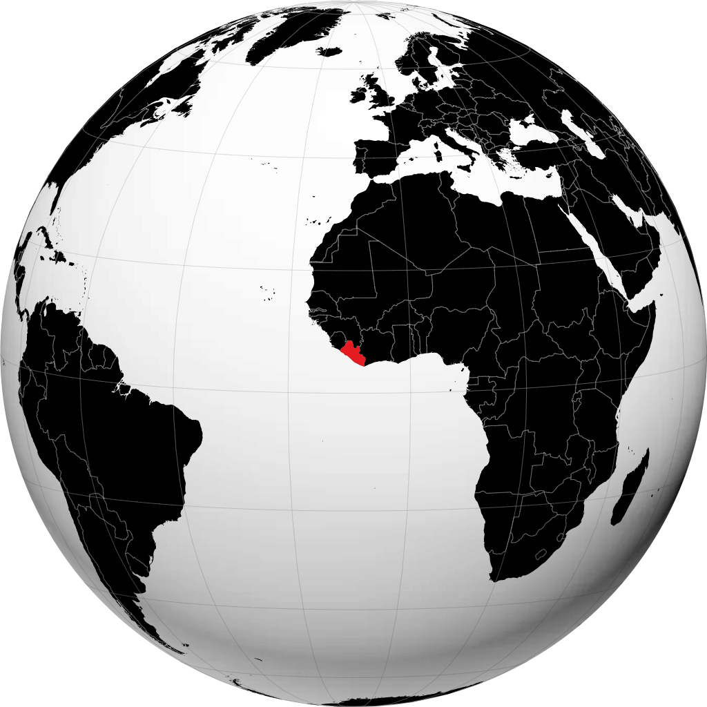 Liberia på globusen