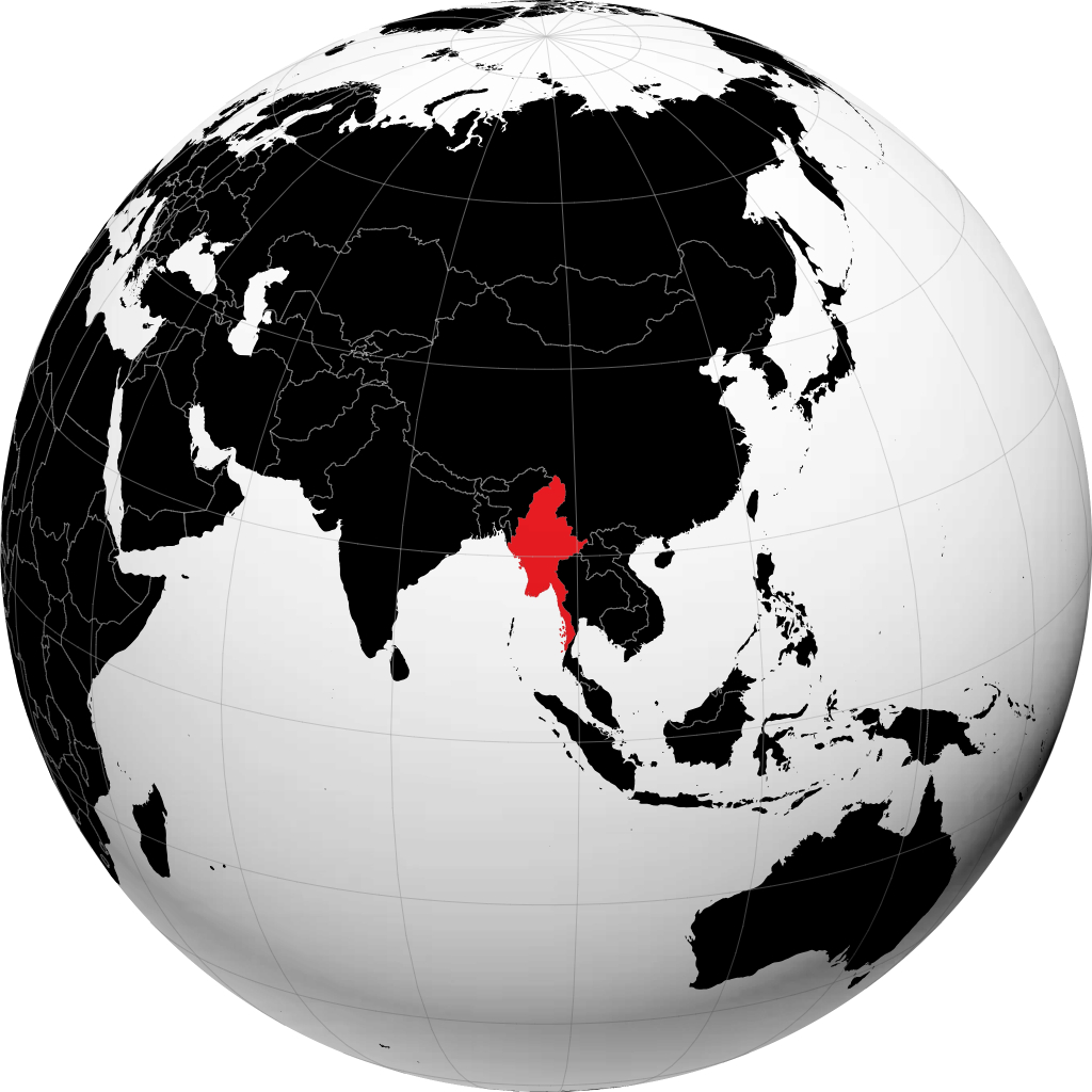 Myanmar på globusen