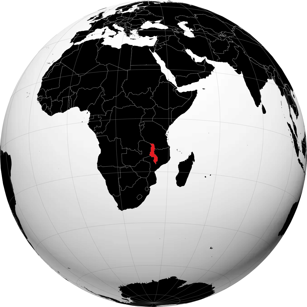 Malawi på globusen