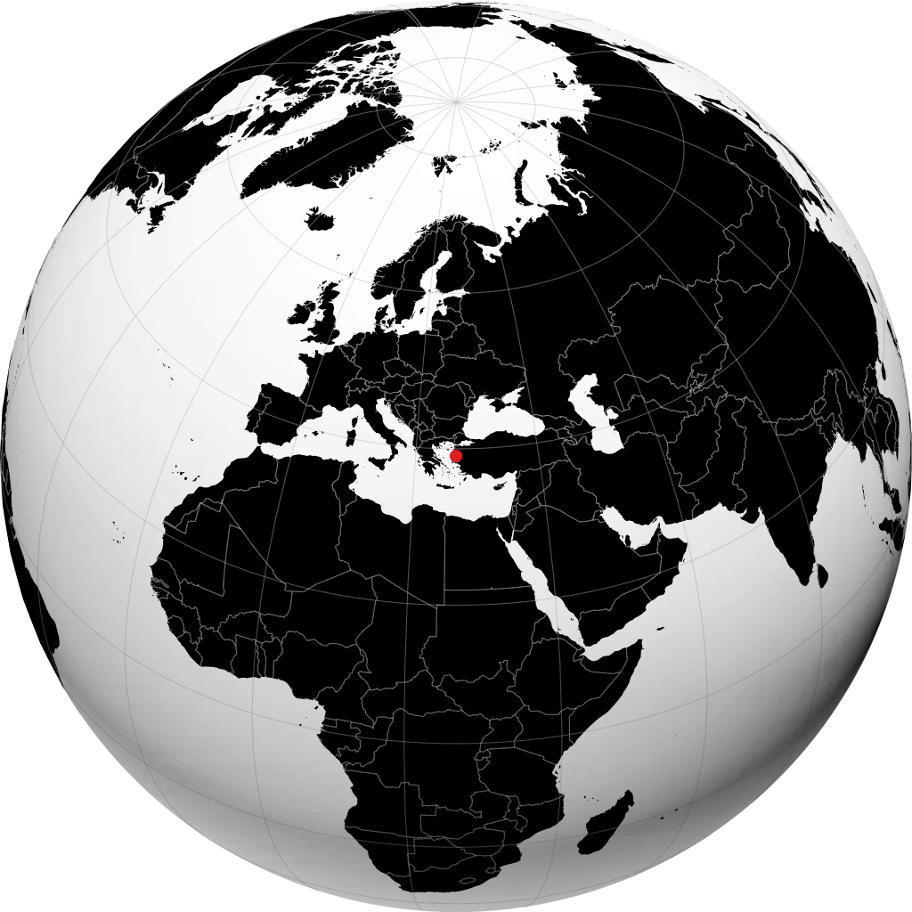 Mytilene på globusen