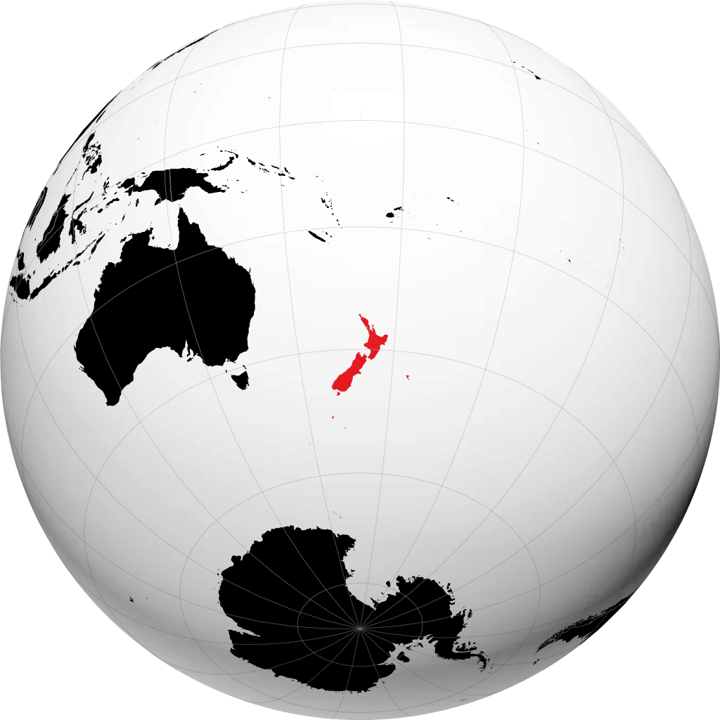 New Zealand på globusen