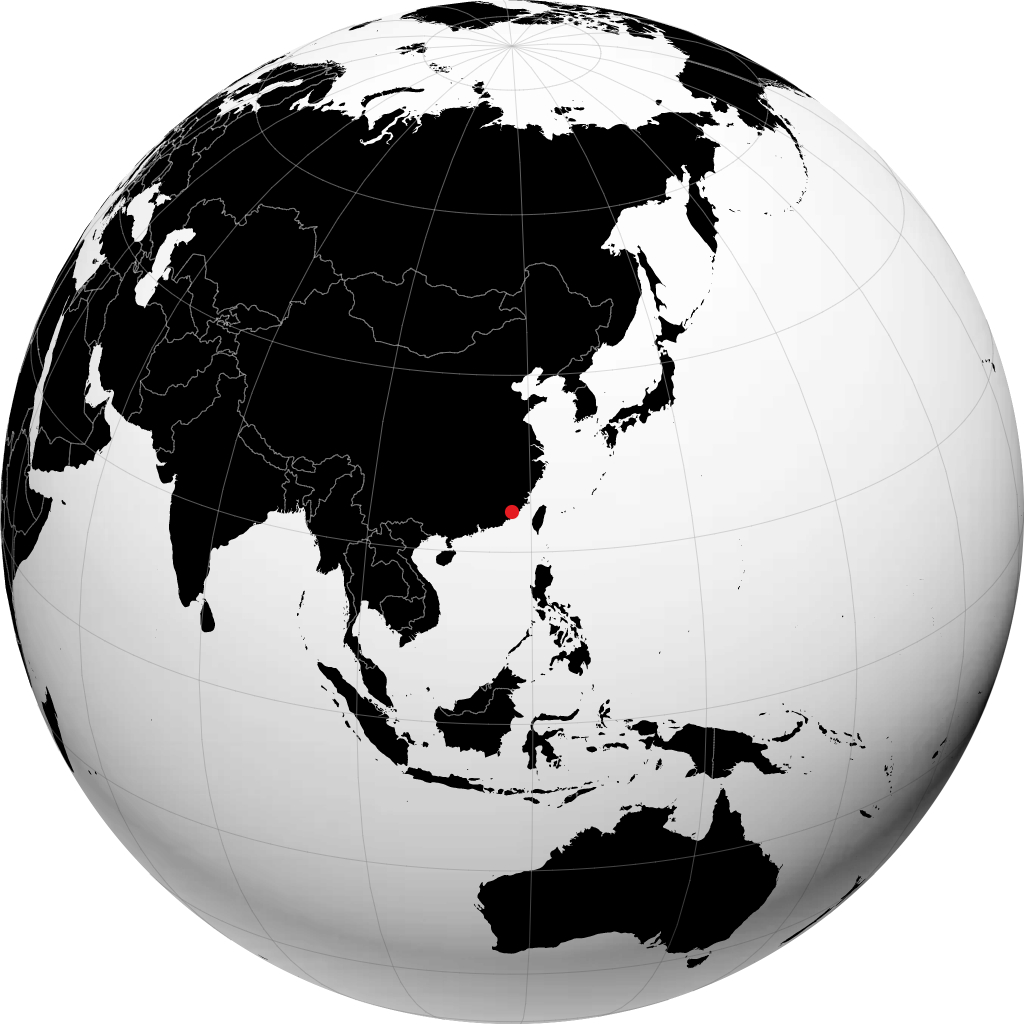 Zhangzhou på globusen